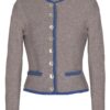 Cardigan gris ajusté avec bordure bleue