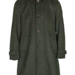 Manteau long vert avec col et boutons