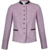 Veste élégante femme rose pâle, boutons, col noir