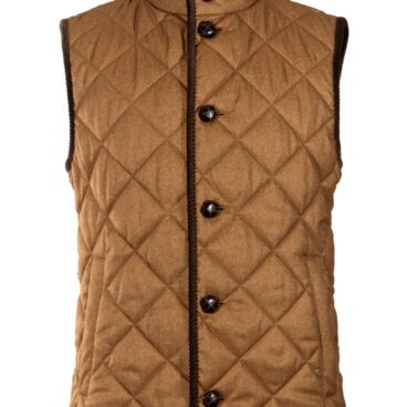 Gilet matelassé marron avec boutons cuir