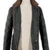 Veste matelassée verte foncé avec col de velours marron
