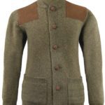 Veste en laine verte avec renforts marron