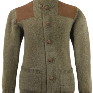 Veste en laine verte avec renforts marron