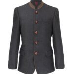 Veste en laine anthracite avec boutons marron