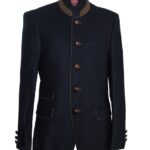 Veste marine élégante avec détails marron